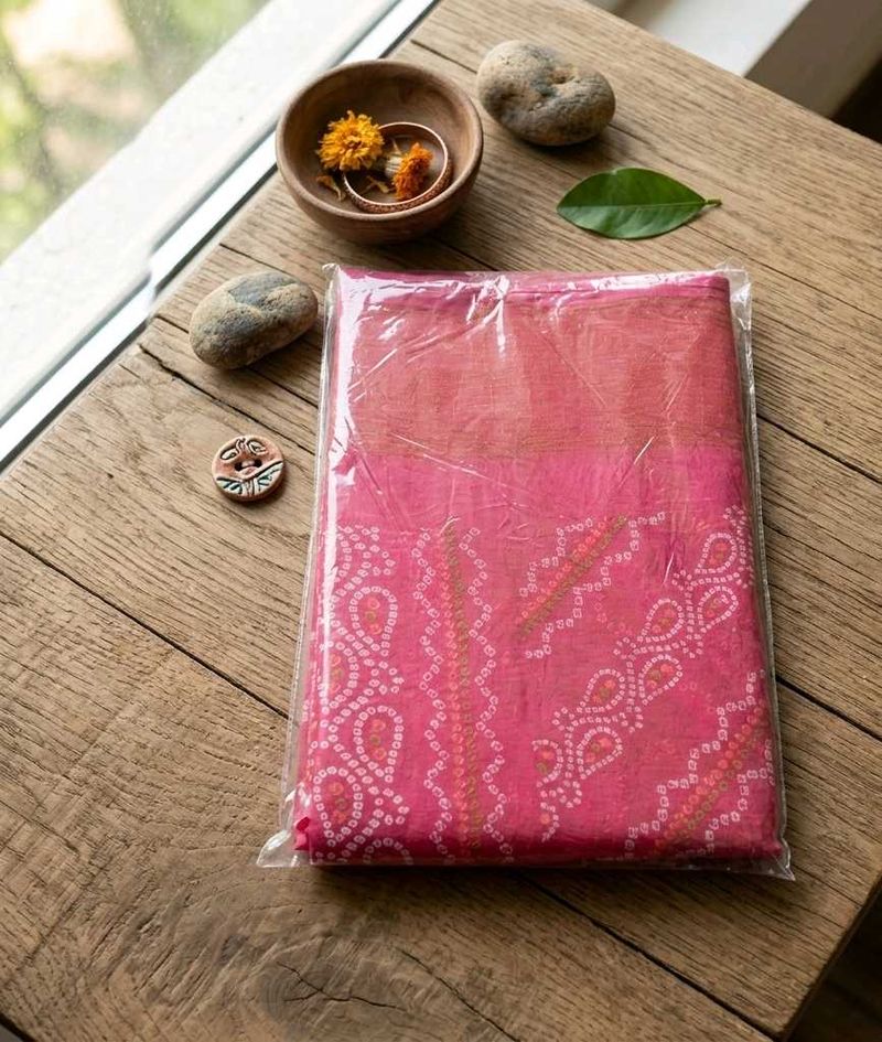Vibrant Pink Bandhani Saree