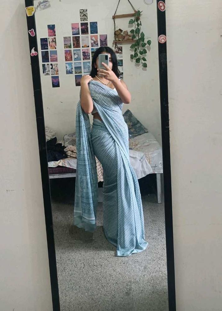 Light Blue Printed Saree