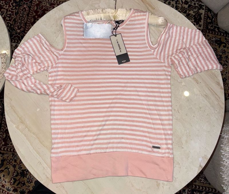 Striped Cold Shoulder Top