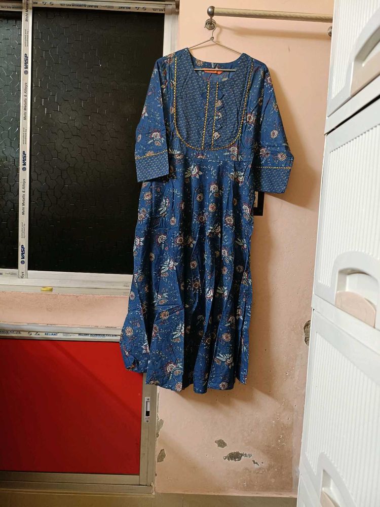 Blue Floral Print Kurta