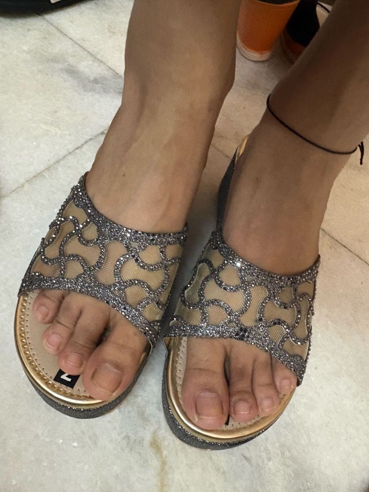 Sparkling Embellished Wedge Sandals