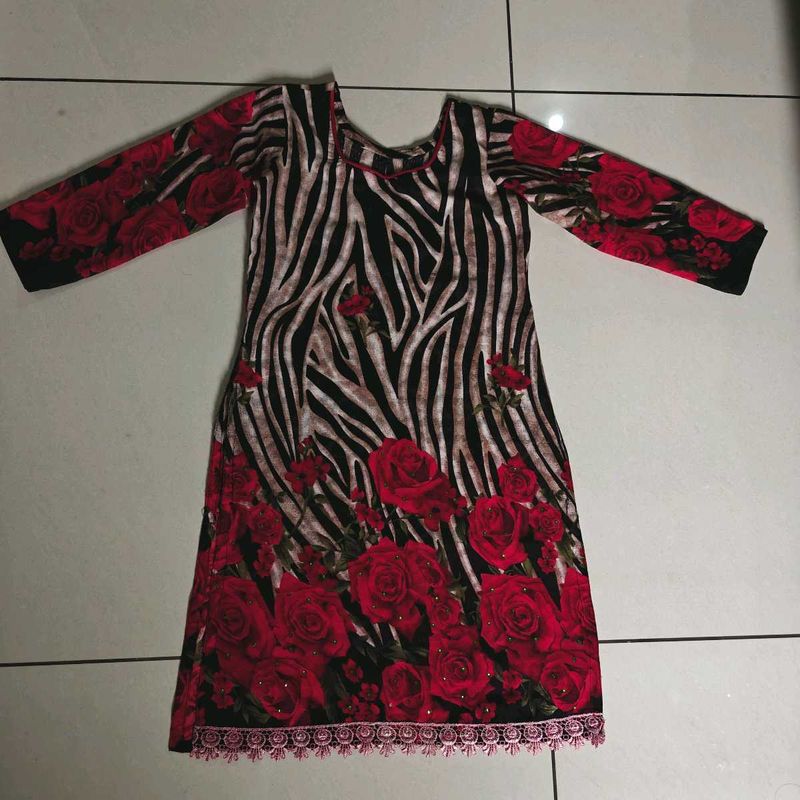Floral Zebra Print Dress