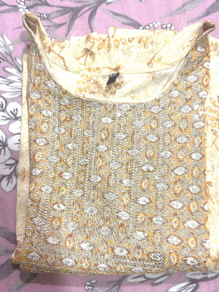Elegant Yellow Kurta with Embellishments