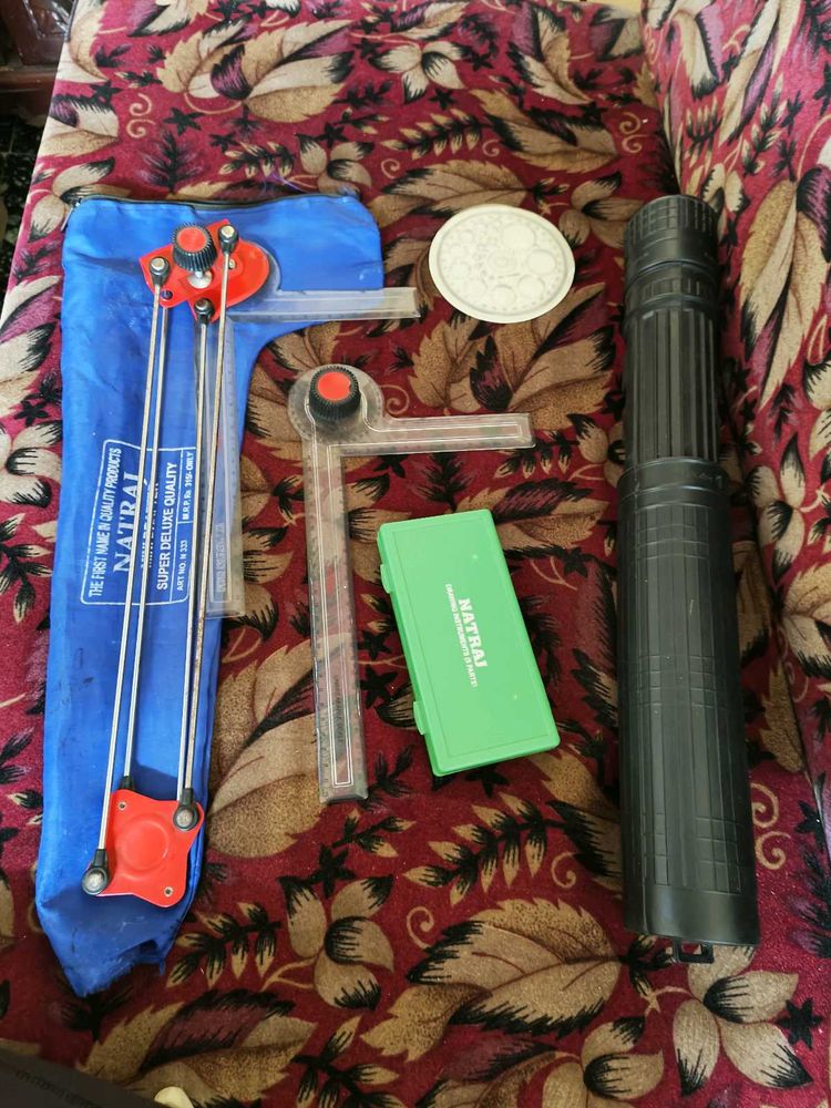 Natraj Drafter, chart holder, geometry set.