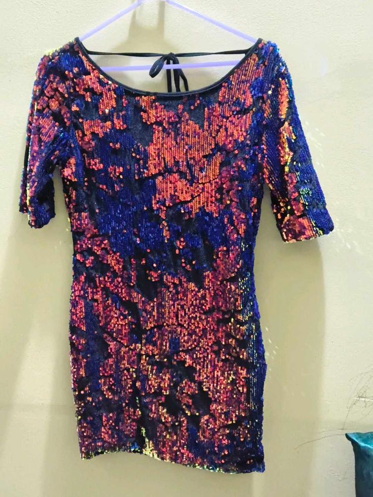 multi colour sequence dress for party wear.