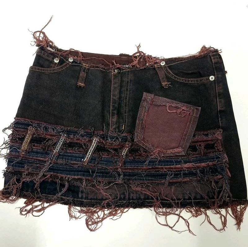 Distressed Denim Skirt