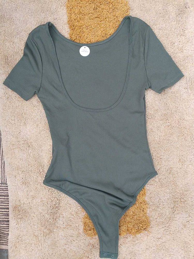 Ribbed Scoop Neck Bodysuit