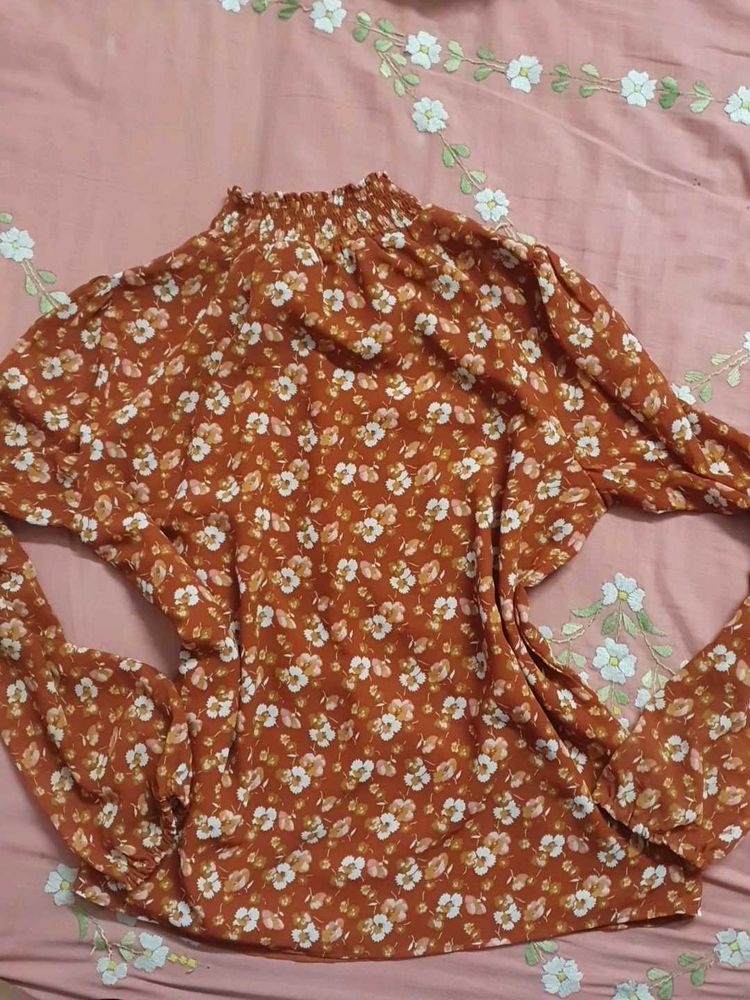 Boho Floral Print Long Sleeve Top