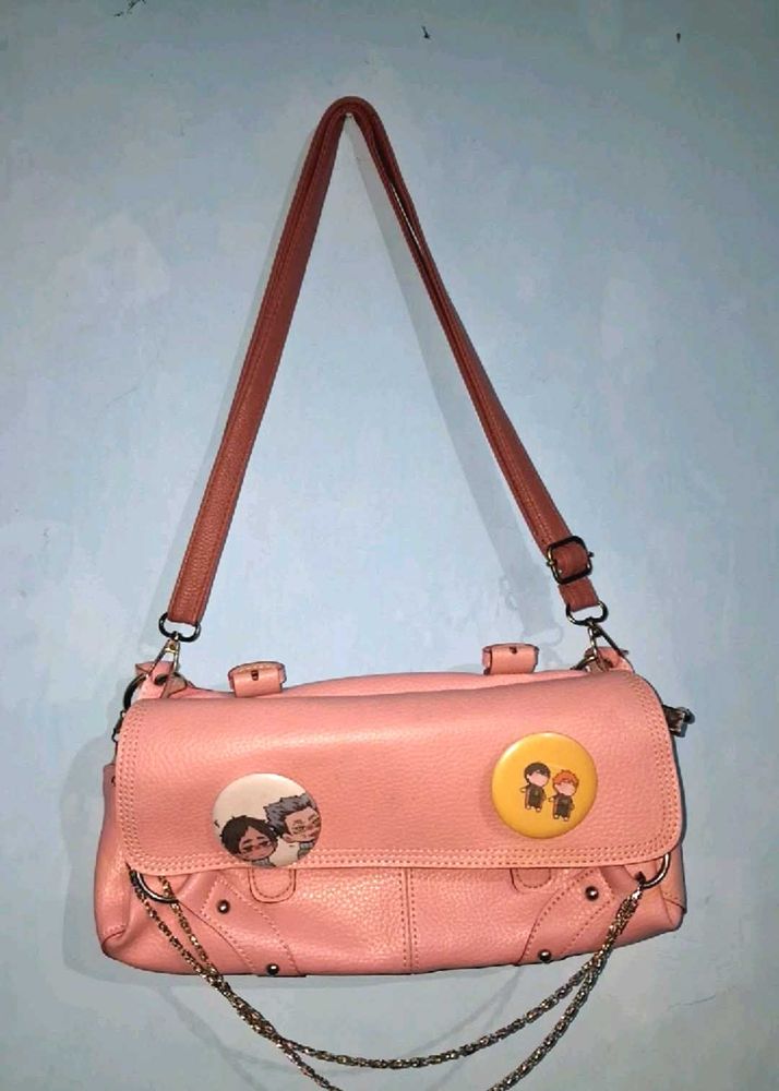 Cute Pink Satchel Bag with Charms
