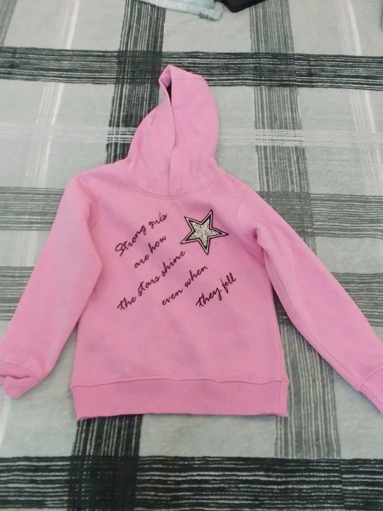 Pink Girls' Hoodie with Star Graphic winter