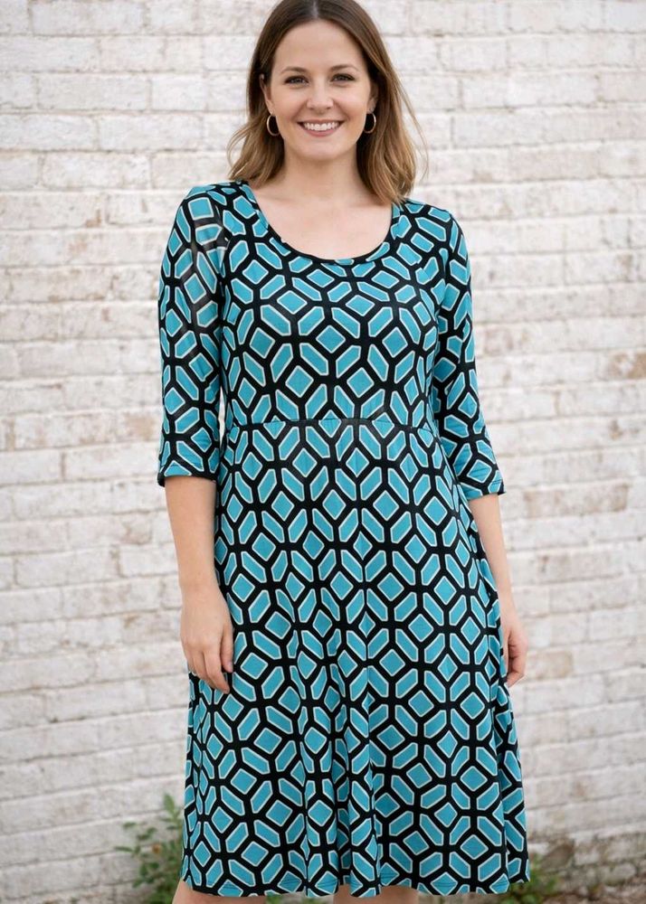 Blue Geometric Print Dress