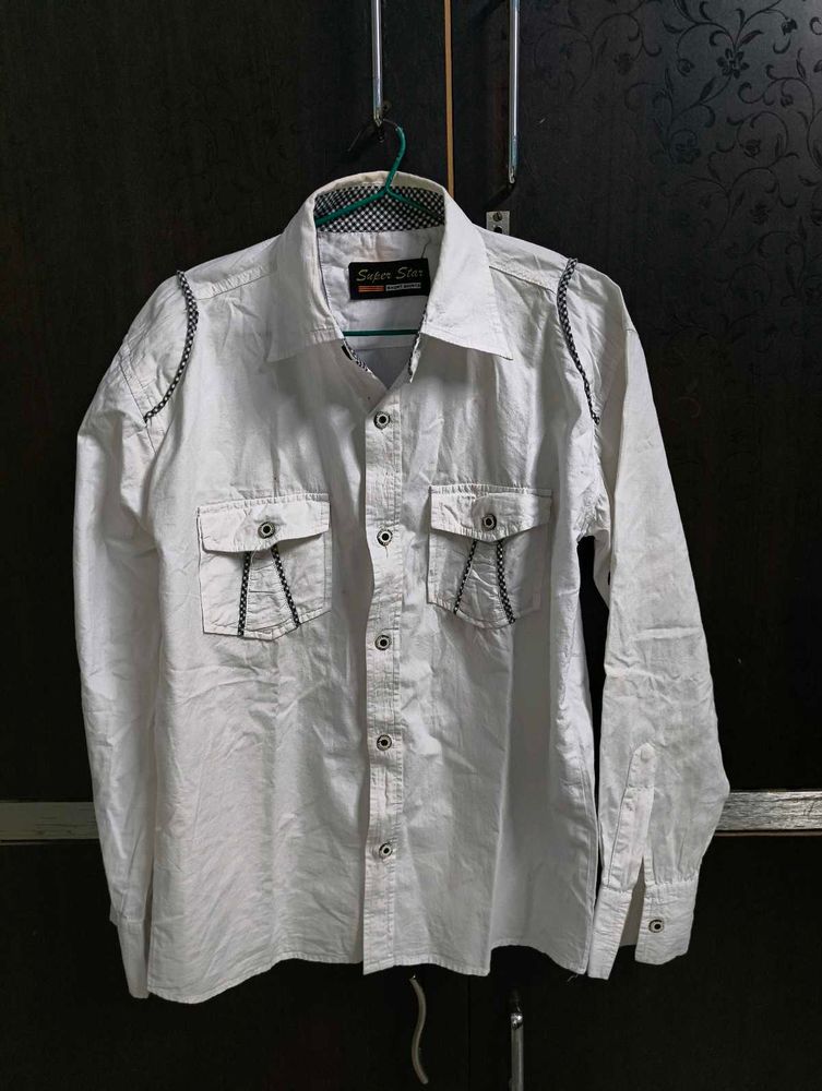 Men's White Casual Shirt