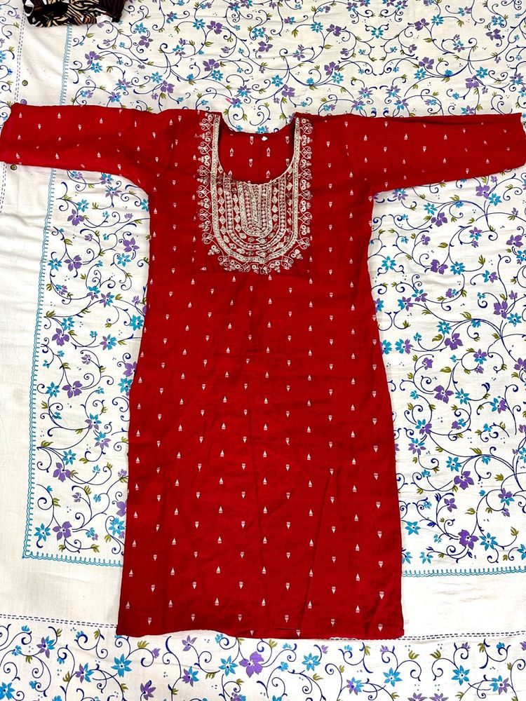 Beautiful Red Embroidered Kurta