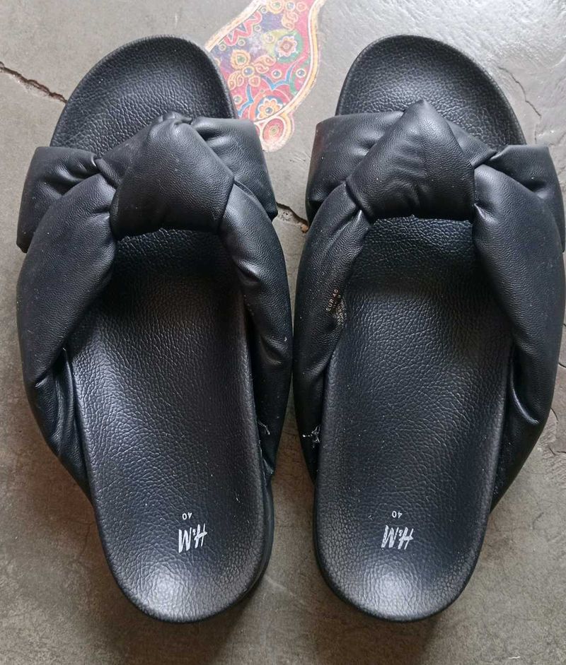 H&amp;M black Bow Ladies Mules Sliders(40)