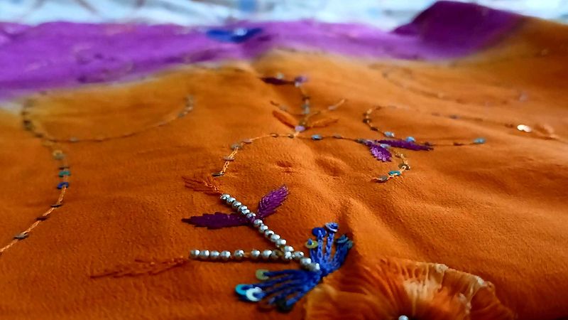 Pure Crepe Silk With Parsi Gara Work