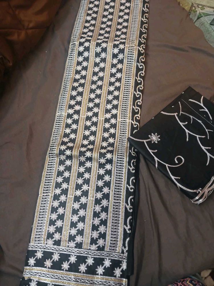 Black Embroidered Dress material