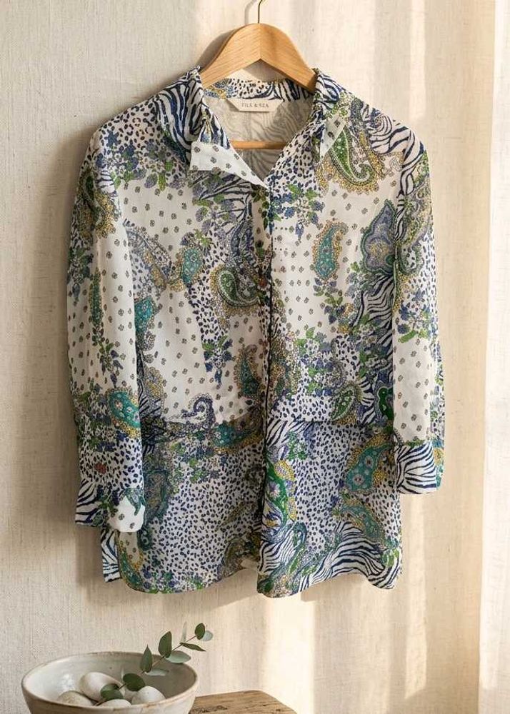 Bohemian Print Button-Up Shirt