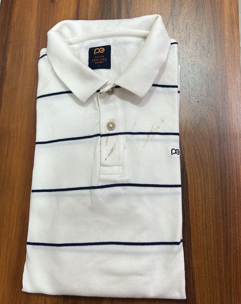 Peter England Striped Polo Shirt