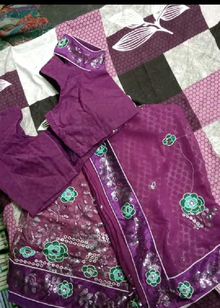 Purple saree with blouse
