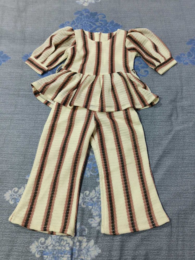 Striped Peplum Kurta with Flared Pants