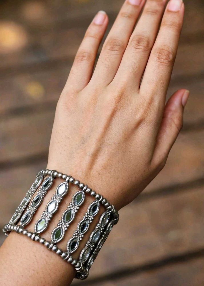 Elegant Mirror Work Cuff Bracelet