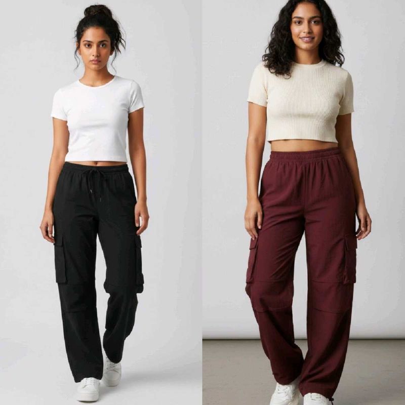 Maroon/Black Cargo Pants
