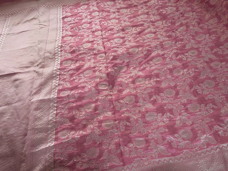Beautiful Pink Banarasi Silk Saree