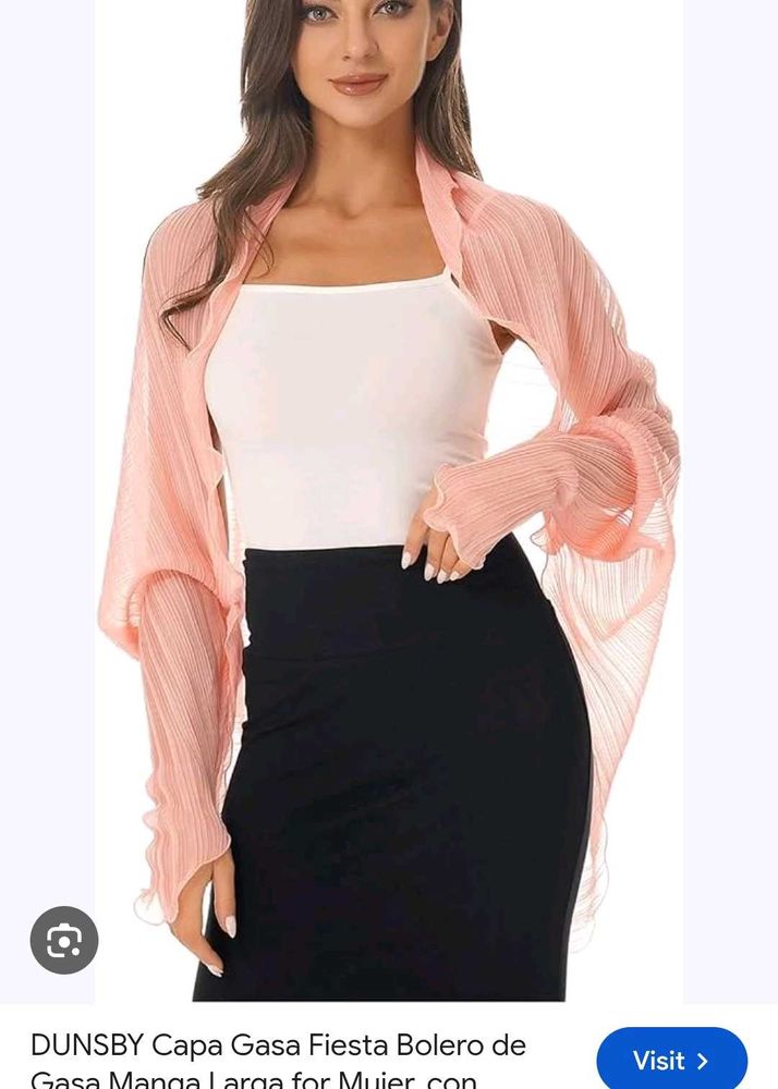 Sheer Pleated Bolero Shrug