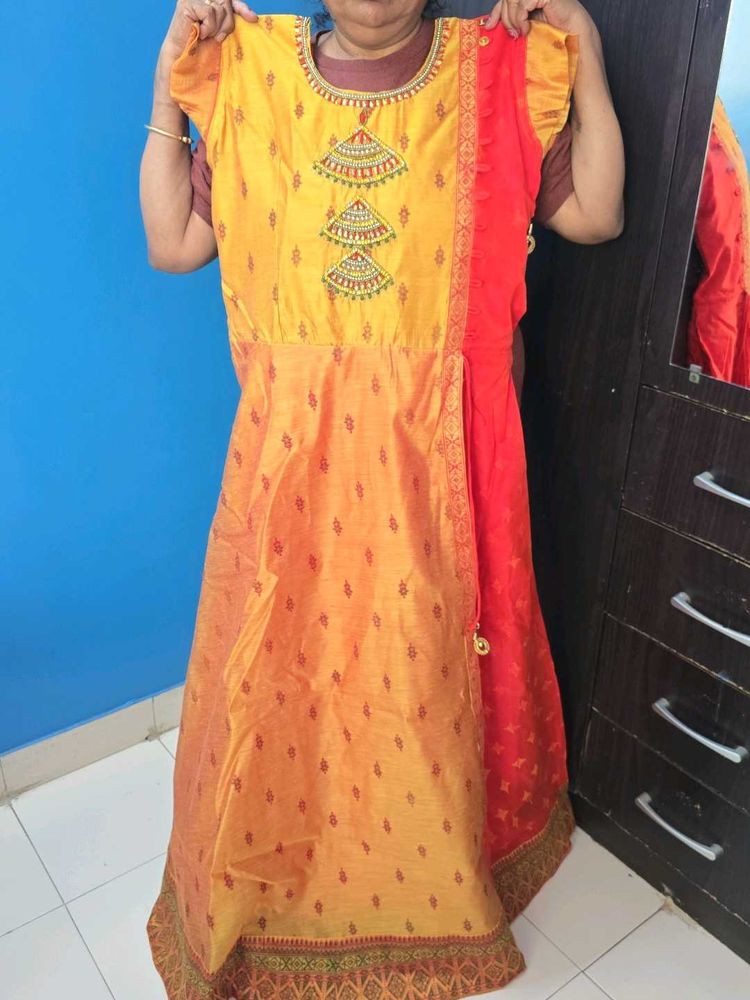 Yellow &amp; Orange Embellished long gown