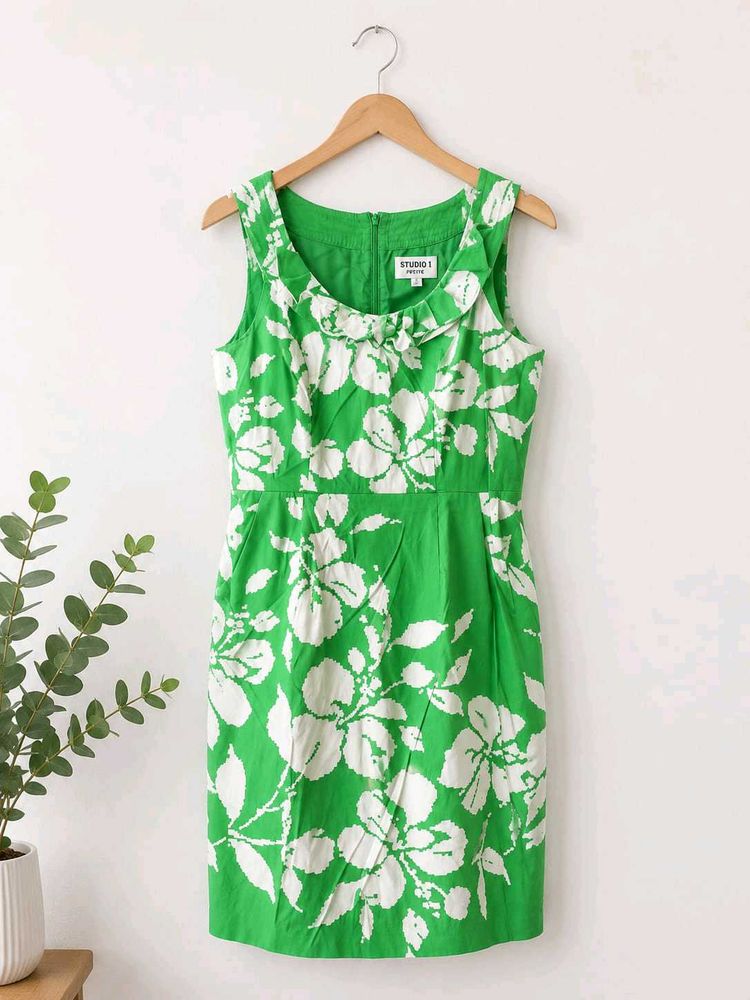 Green Floral Sleeveless Dress