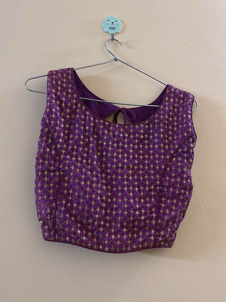 sequinned purple top