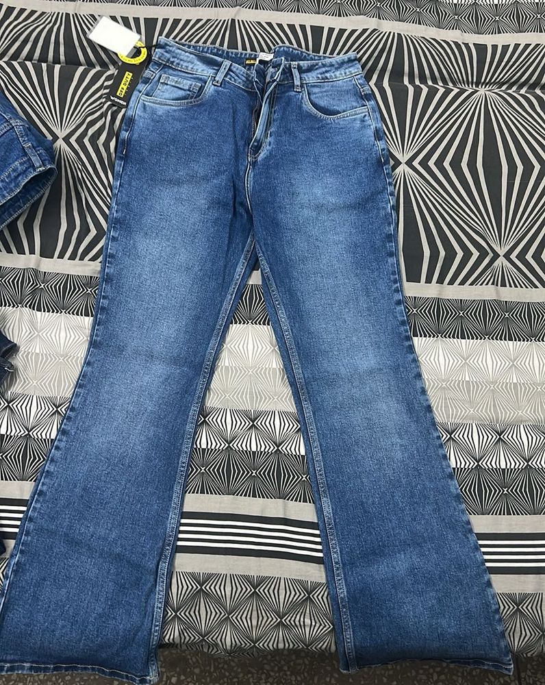 Flared Blue Denim Jeans