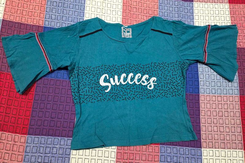 Teal Bell Sleeve Top