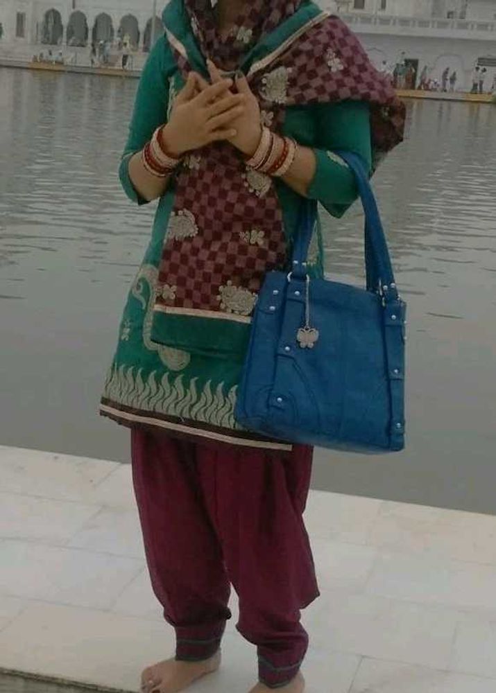 Beautiful Teal Kurta Set with Maroon Pants