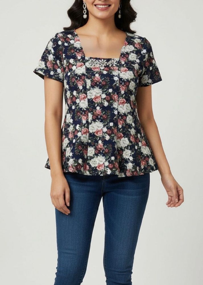 Chic Floral Peplum Top