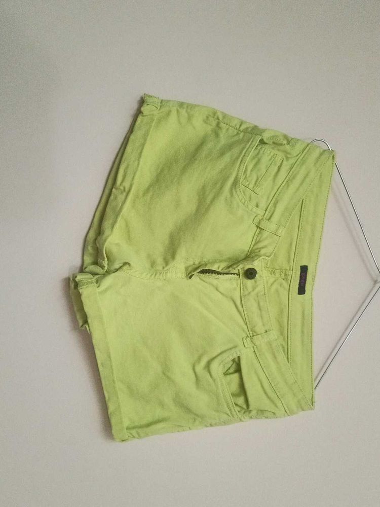 Lime Green denim Shorts by ginger