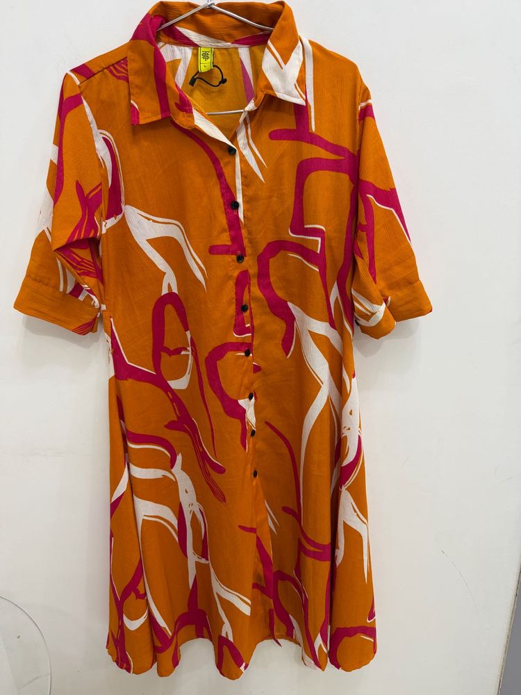Vibrant Abstract Print Shirt Dress