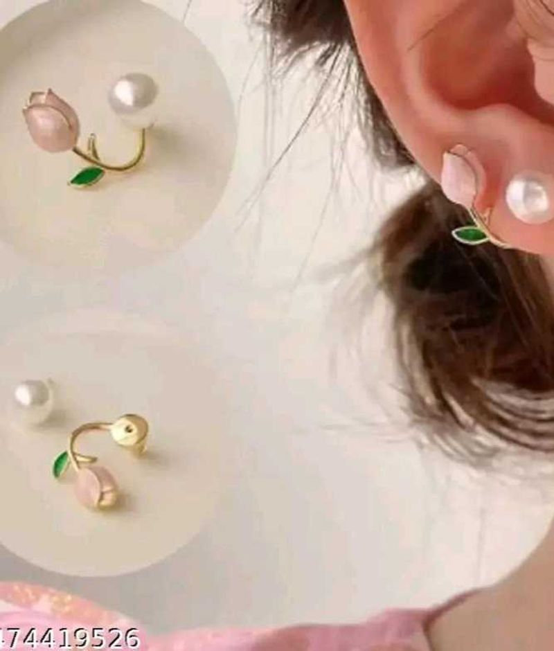 Elegant Rose Pearl Stud Earrings each any of the a