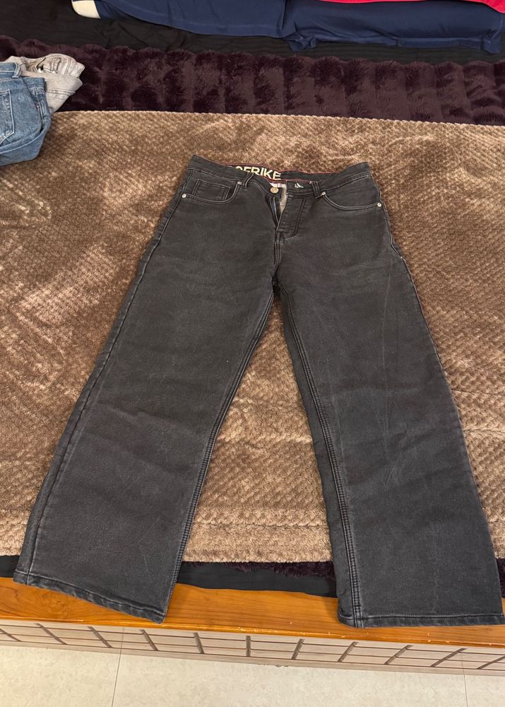 Wide Leg Black Denim Jeans