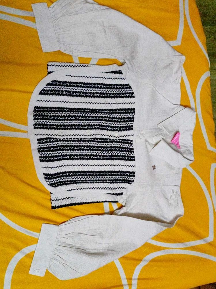full sleeves shirt style crop top