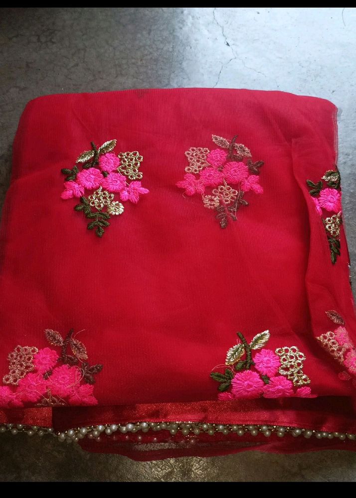 Embroidery Net Saree