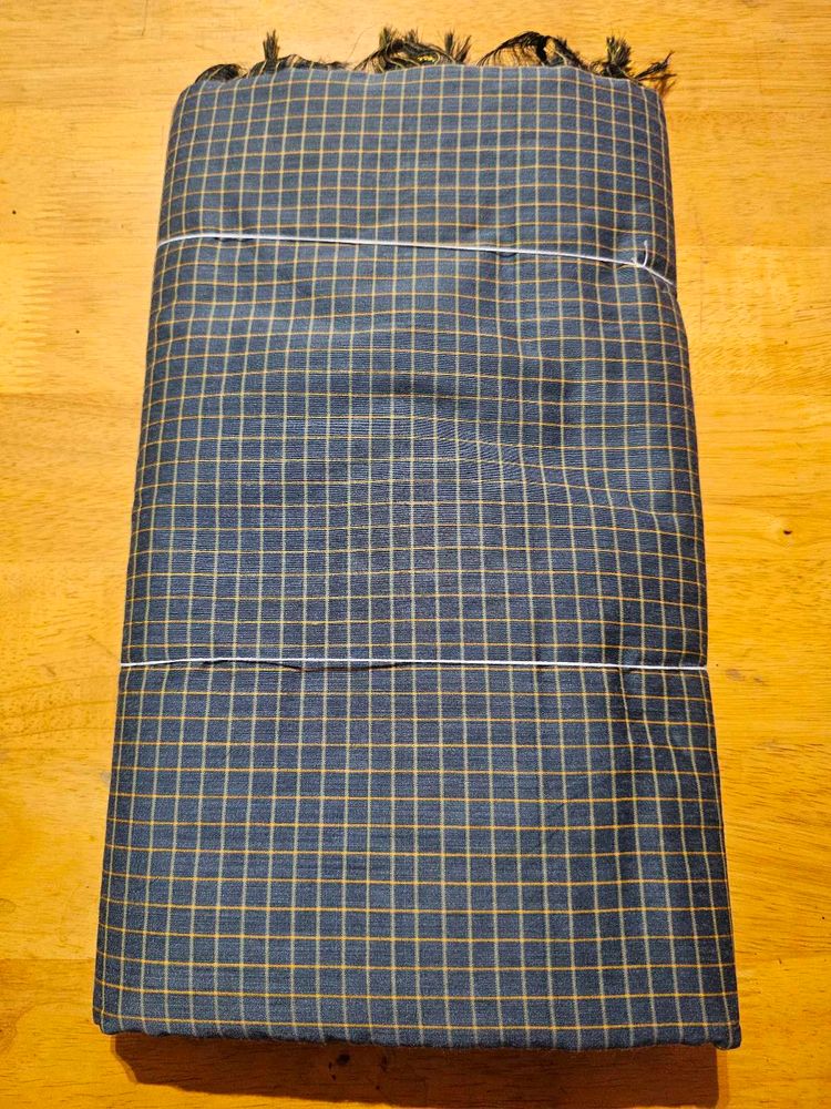 Grey Checked Arani Silk Saree with Tassels