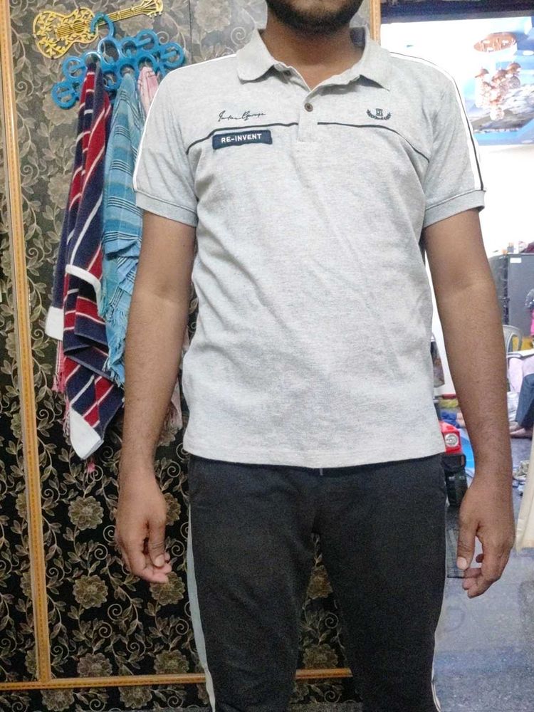 the Indian garage co Stylish Grey Polo T-Shirt