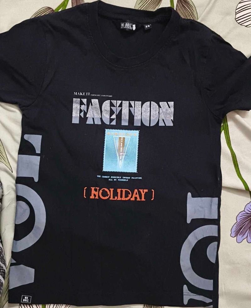Black "Faction Holiday" Graphic T-Shirt