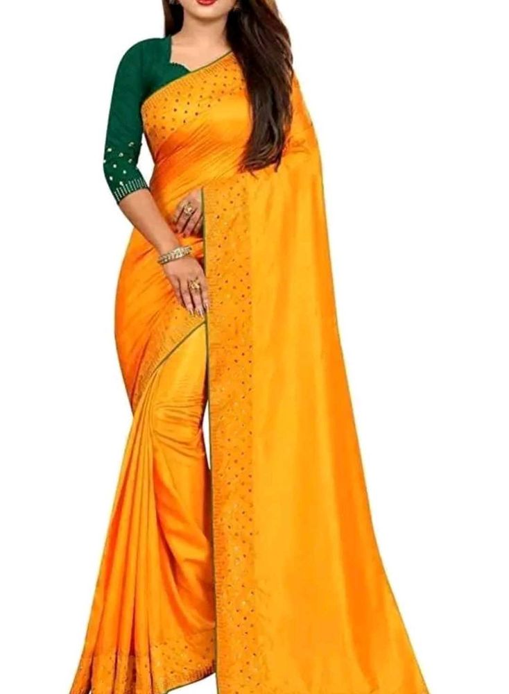 Elegant Yellow Saree with Embellished Border