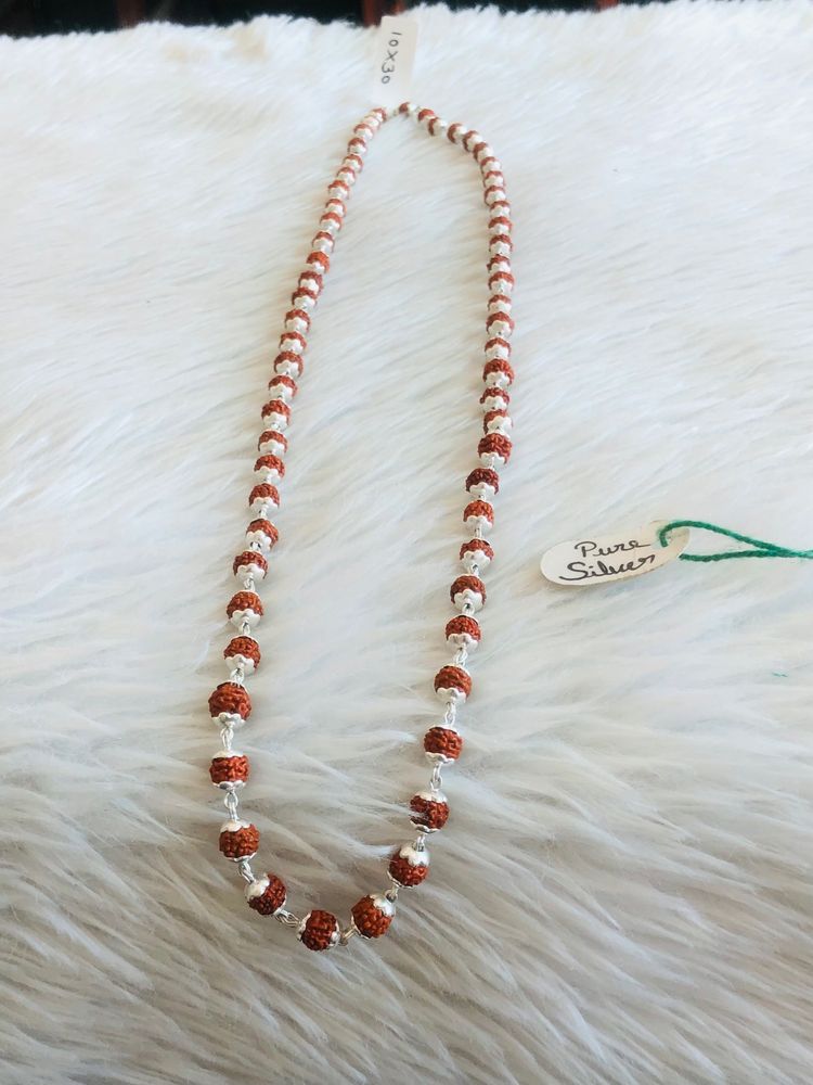 Pure Silver Rudraksh Mala (wt:18.000g)