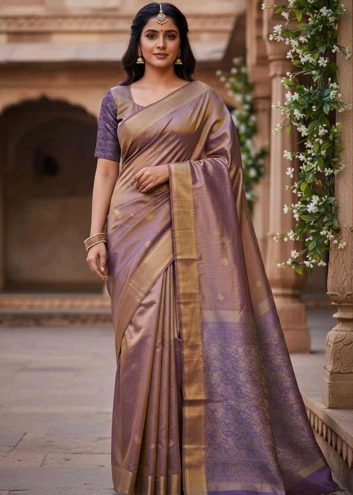 🆕New Shiny Silk Saree With Blouse