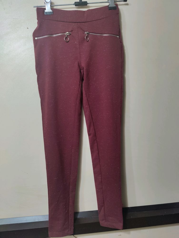 Girls Printed Mid-rise Treggings With Zipper. New