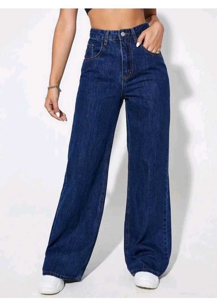 High-Waisted Wide Leg Denim Jeans