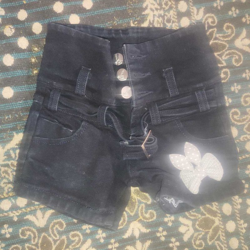 Girls High Waisted Denim Shorts